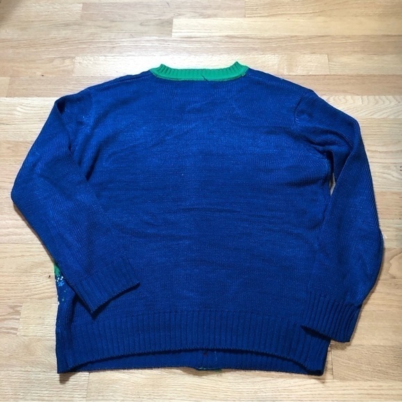 Nutcracker Cardigan NEW Medium V-neck Christmas Button Down Sweater Blue - Picture 9 of 9